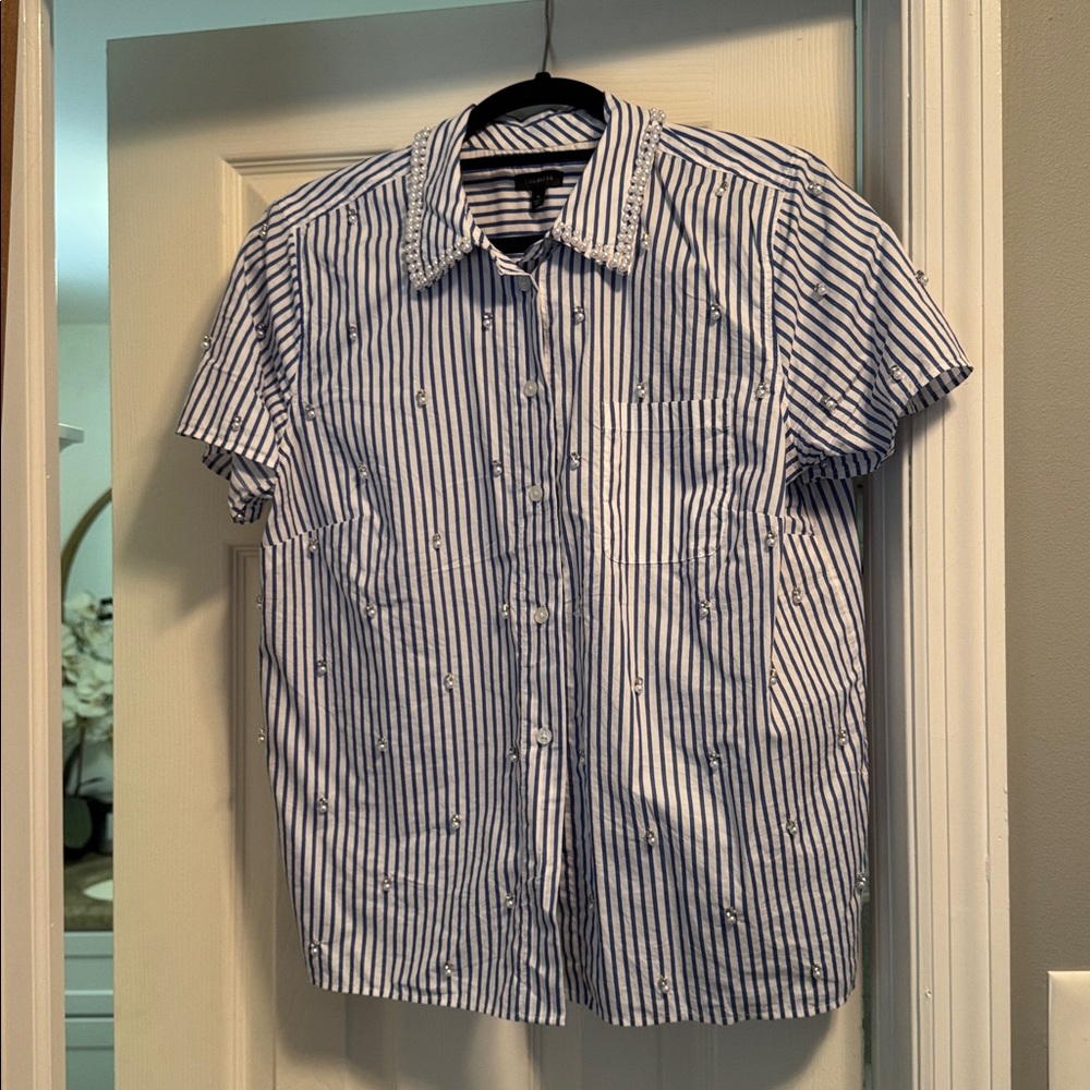 Talbots Blue and White Striped Shirt